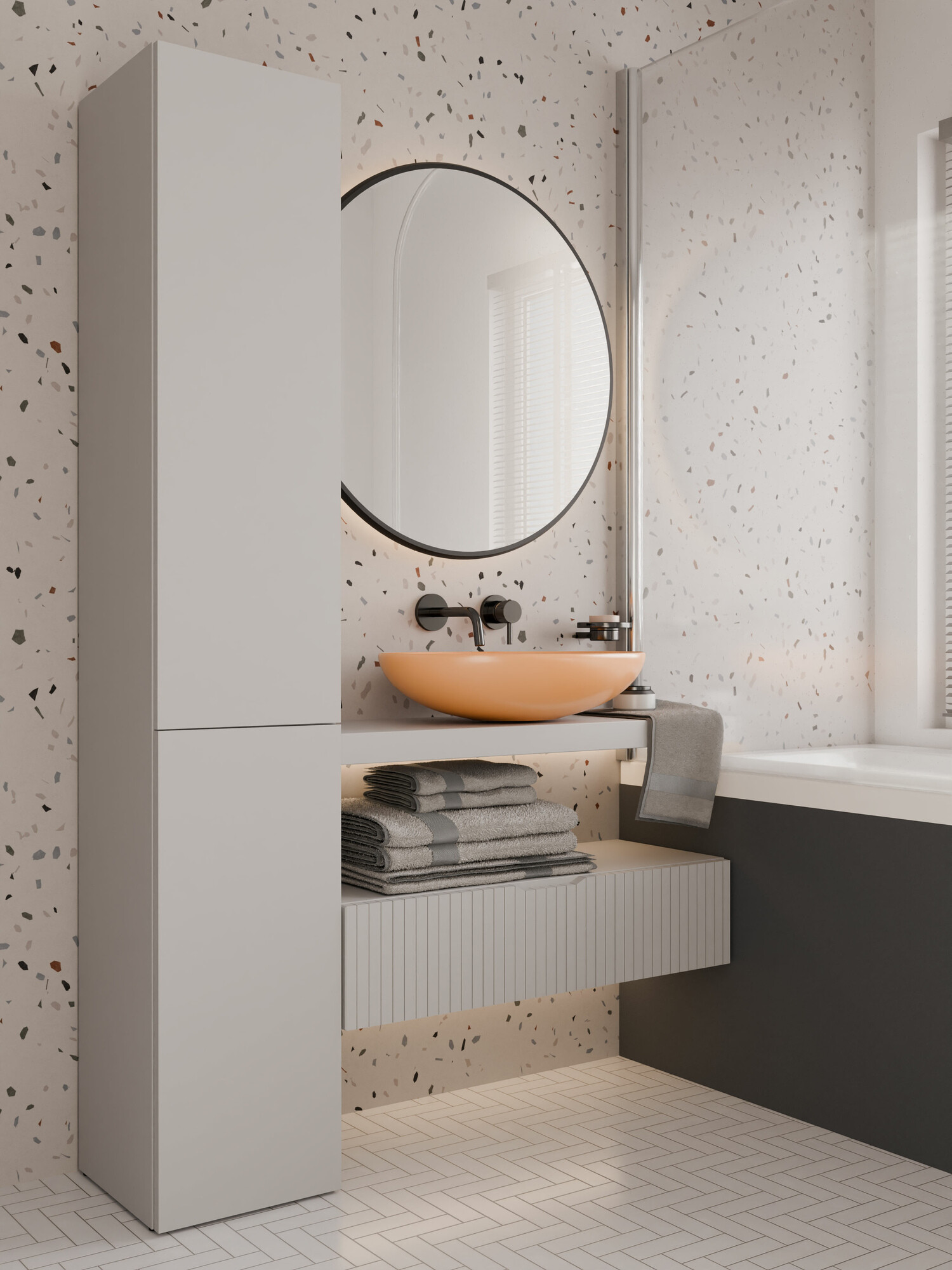 Standing bathroom cabinet Nolmaru 110 (Cashmere)