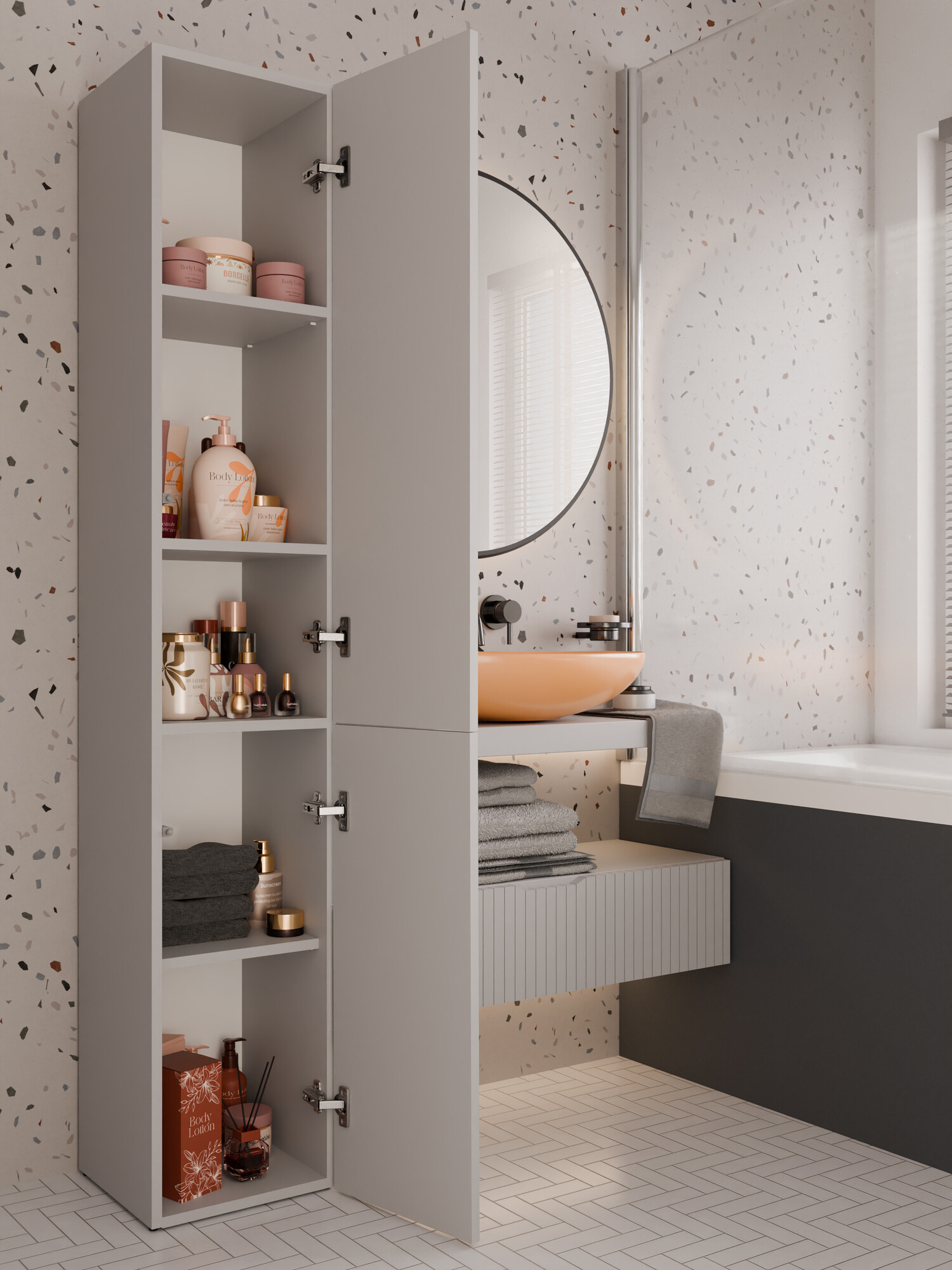 Standing bathroom cabinet Nolmaru 110 (Cashmere)