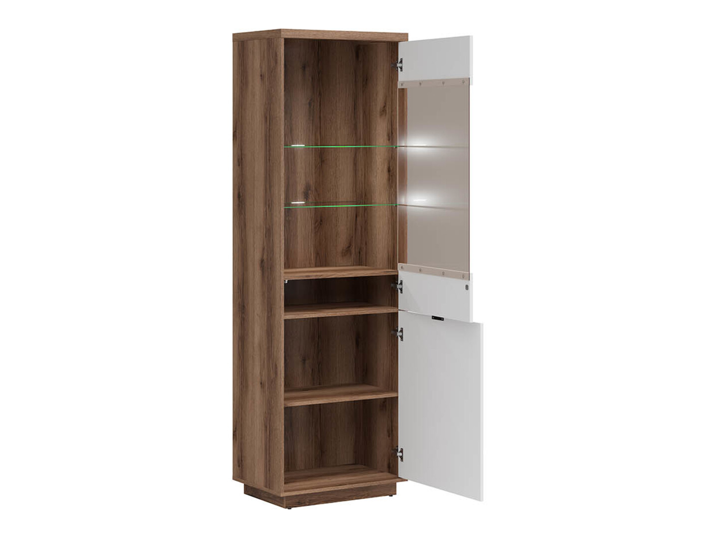 Bookcase Fivale 102 (Dark Delano oak + Glossy white)