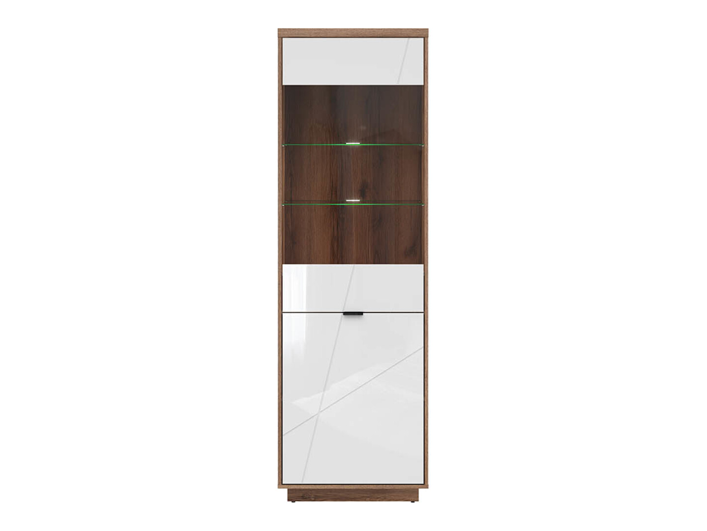 Bookcase Fivale 102 (Dark Delano oak + Glossy white)