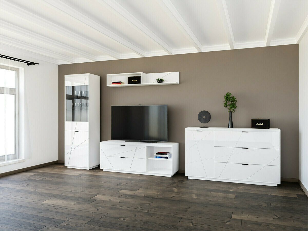 Bookcase Fivale 102 (Glossy white + White)
