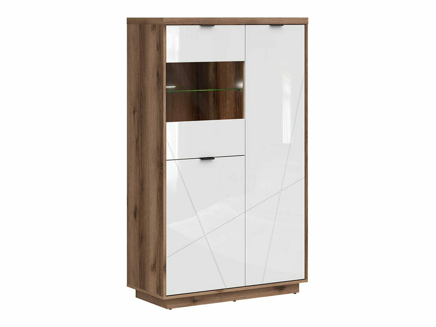 Bookcase Fivale 103 (Dark Delano oak + Glossy white)