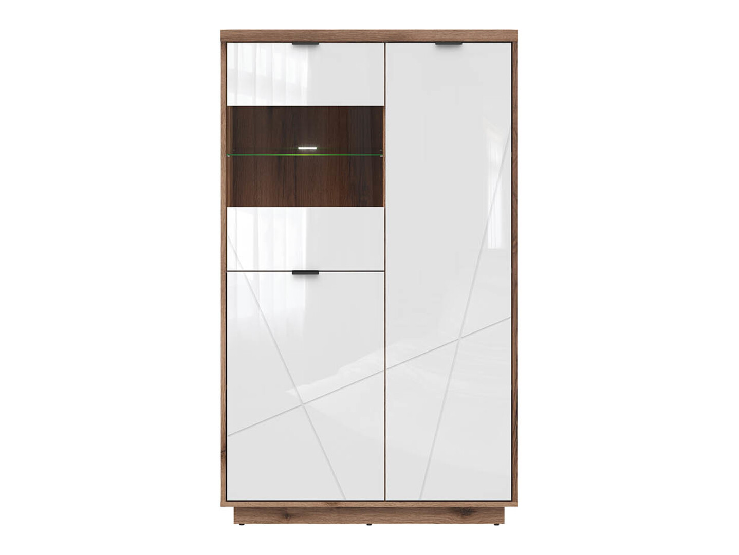 Bookcase Fivale 103 (Dark Delano oak + Glossy white)