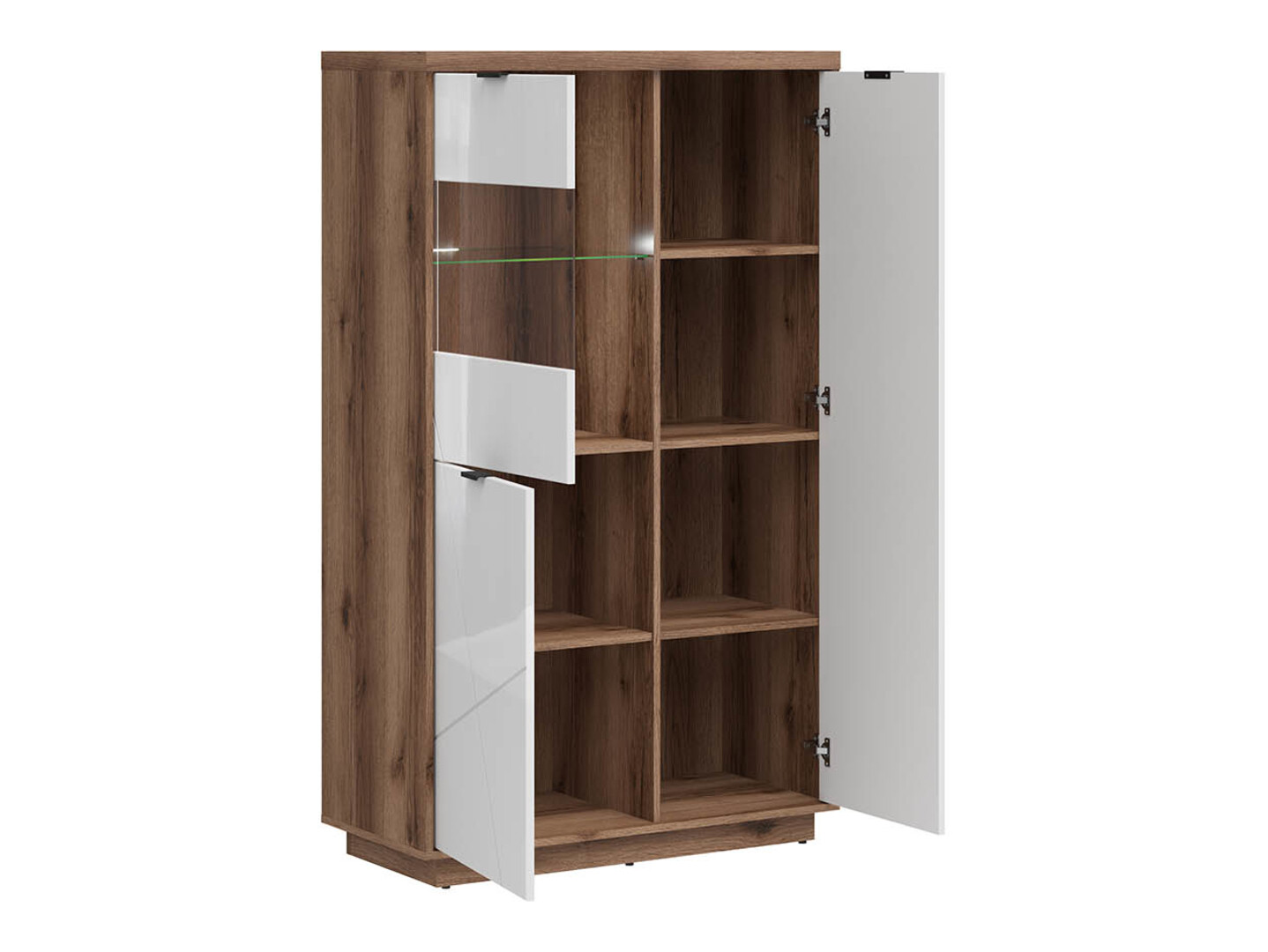 Bookcase Fivale 103 (Dark Delano oak + Glossy white)
