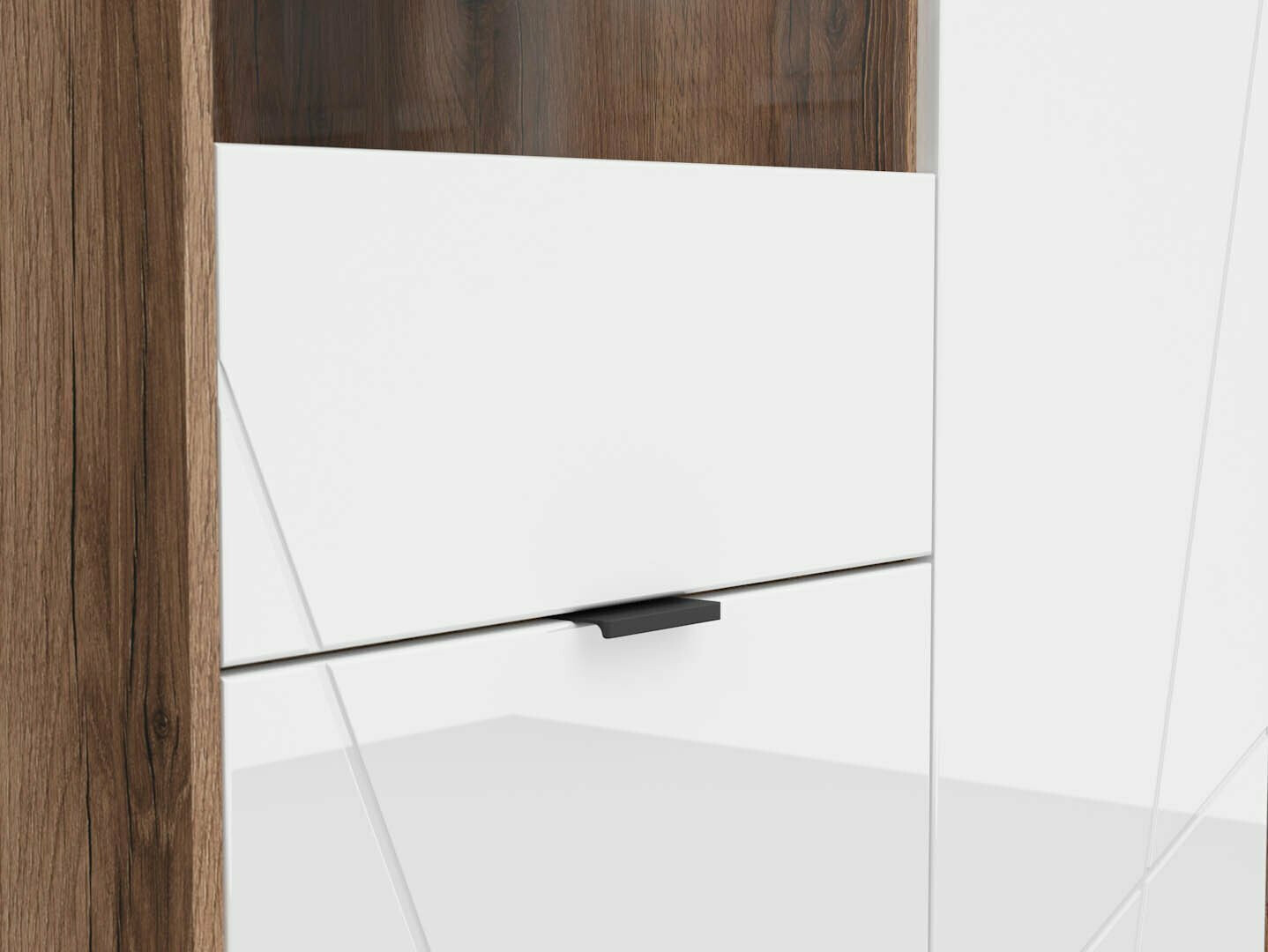 Bookcase Fivale 103 (Dark Delano oak + Glossy white)