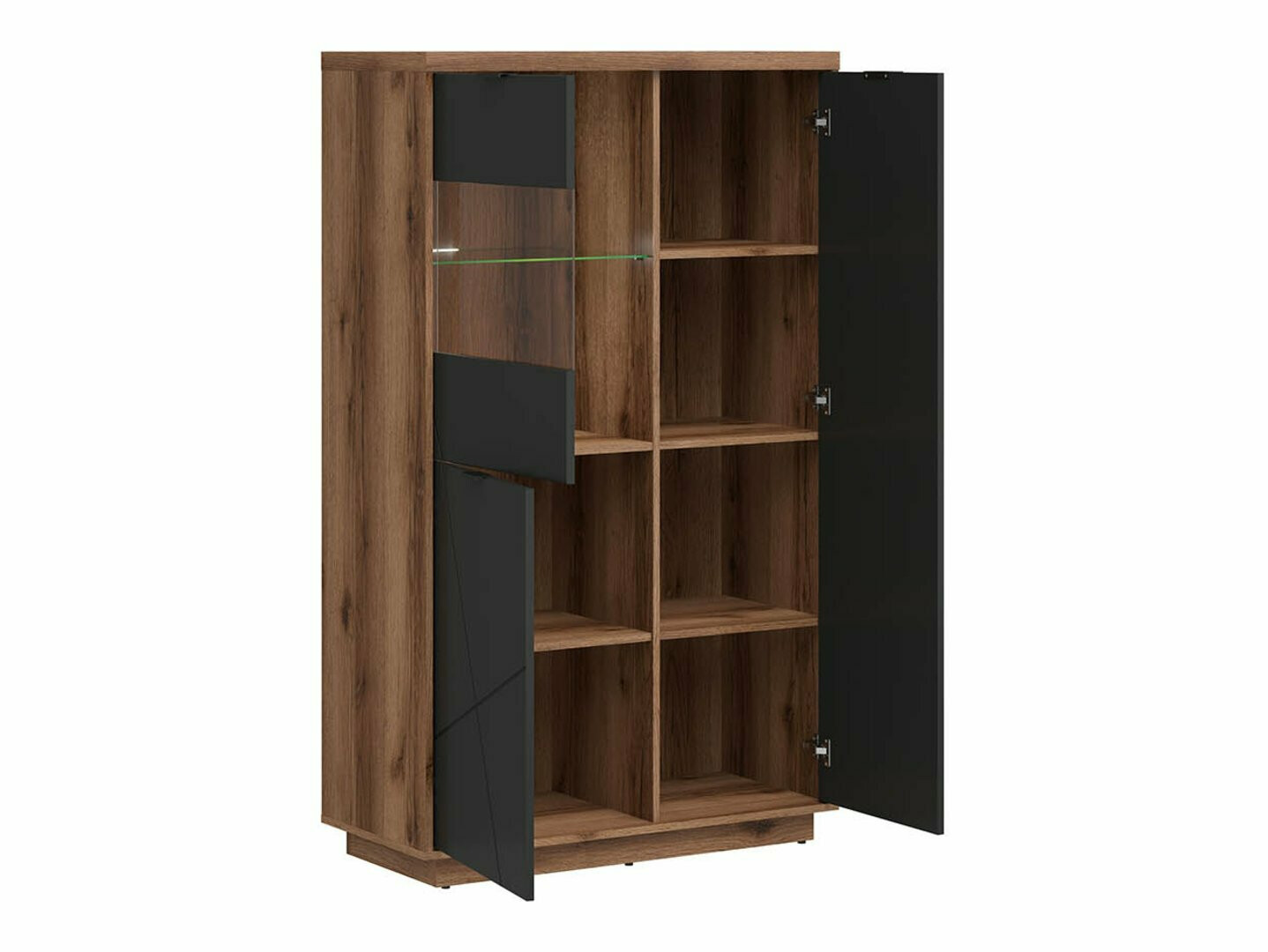 Bookcase Fivale 103 (Dark Delano oak + Matte black)