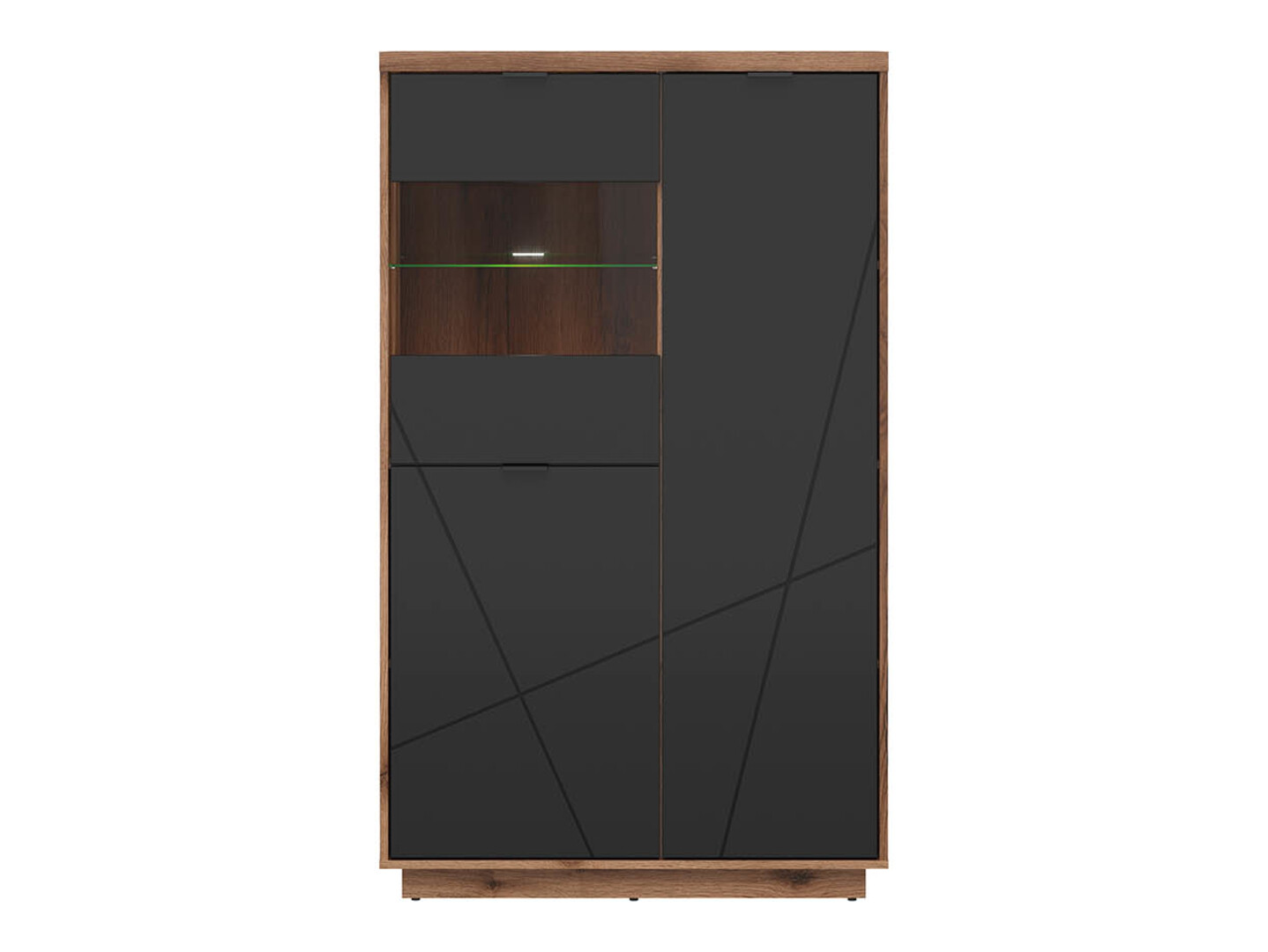 Bookcase Fivale 103 (Dark Delano oak + Matte black)