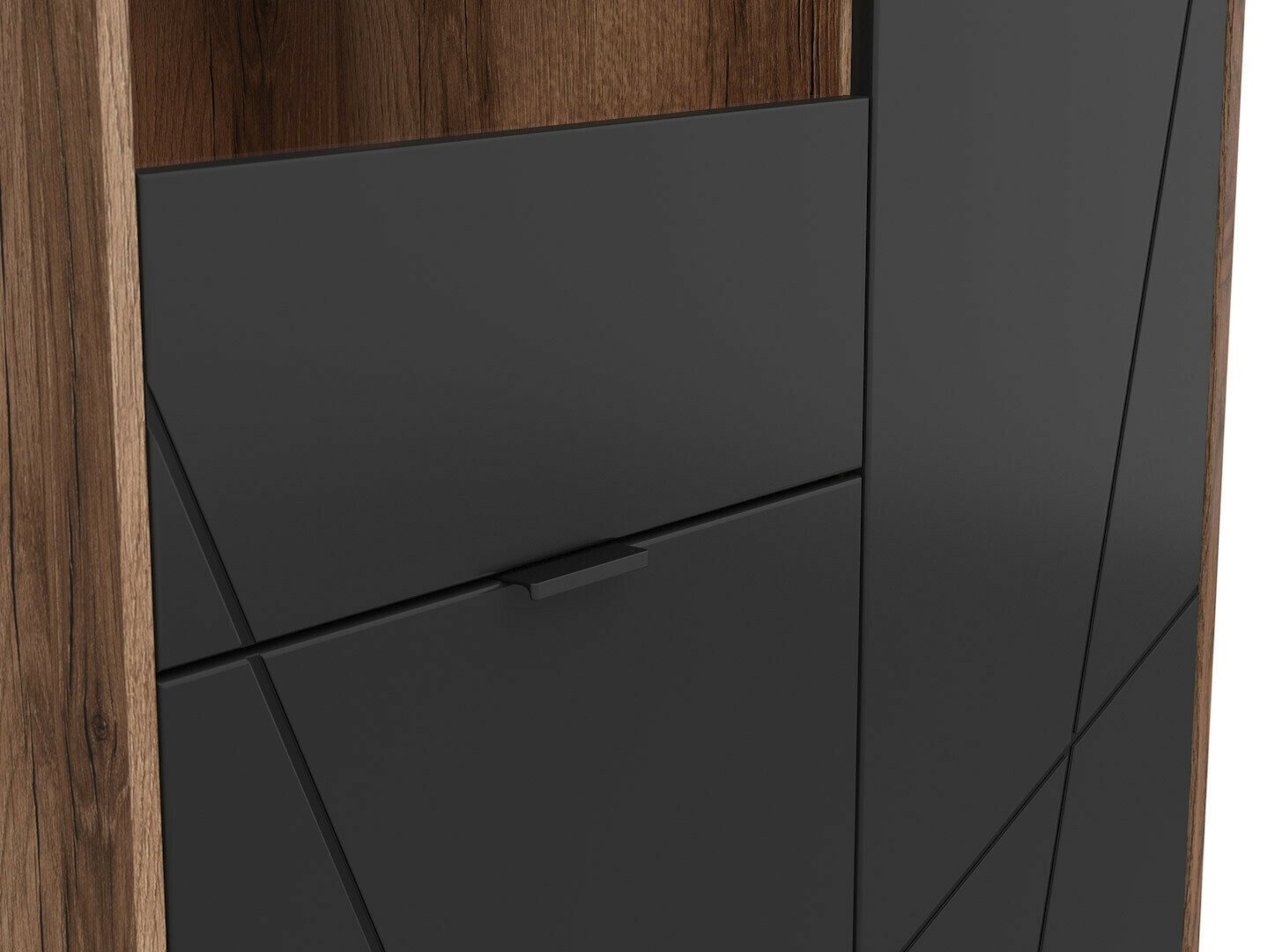 Bookcase Fivale 103 (Dark Delano oak + Matte black)