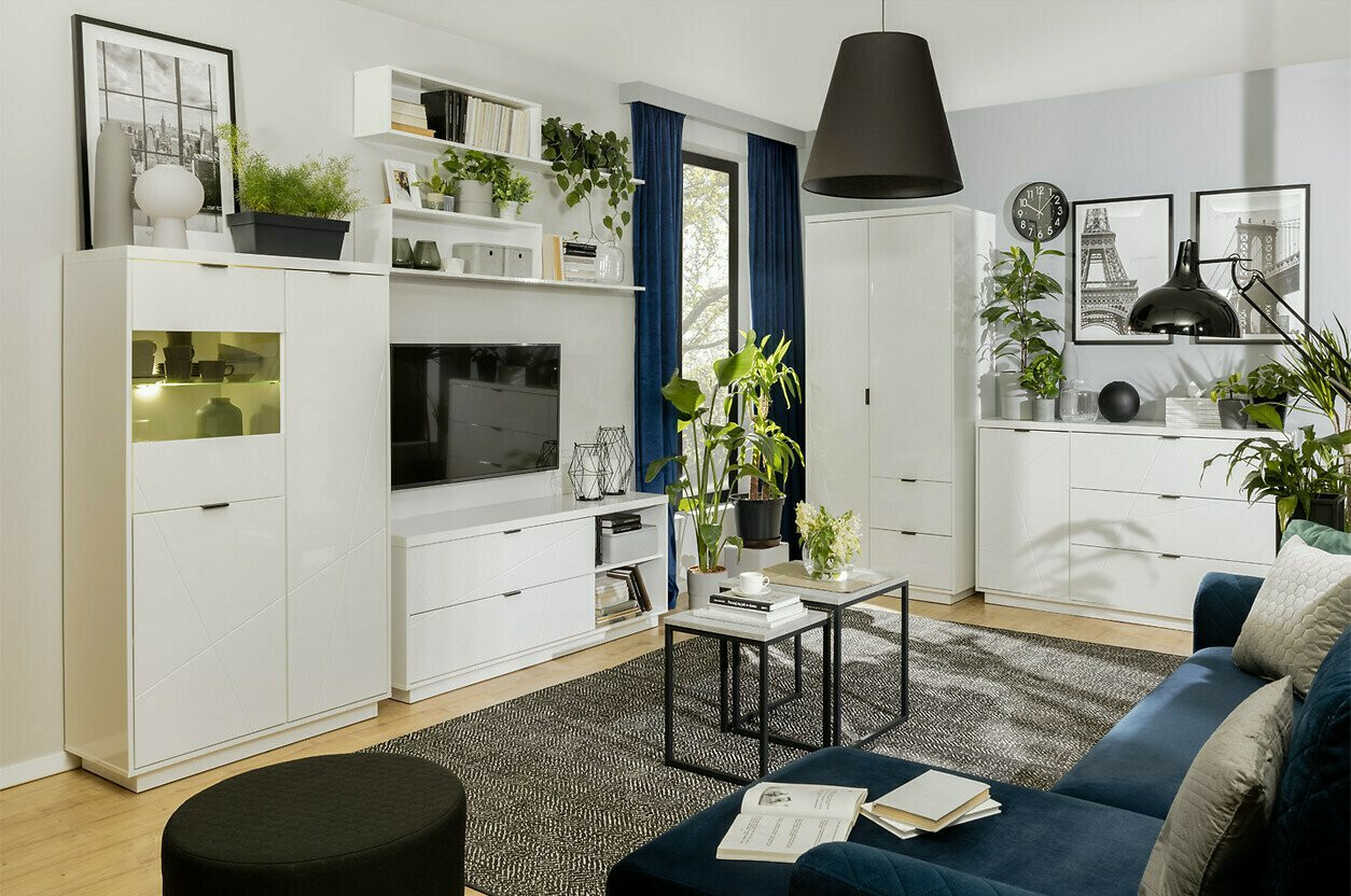 Bookcase Fivale 103 (Glossy white + White)
