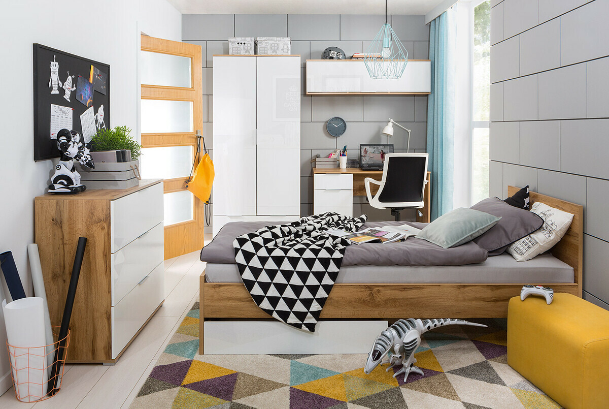 Desk Tivetra 100 (Wotan Oak + Glossy white)