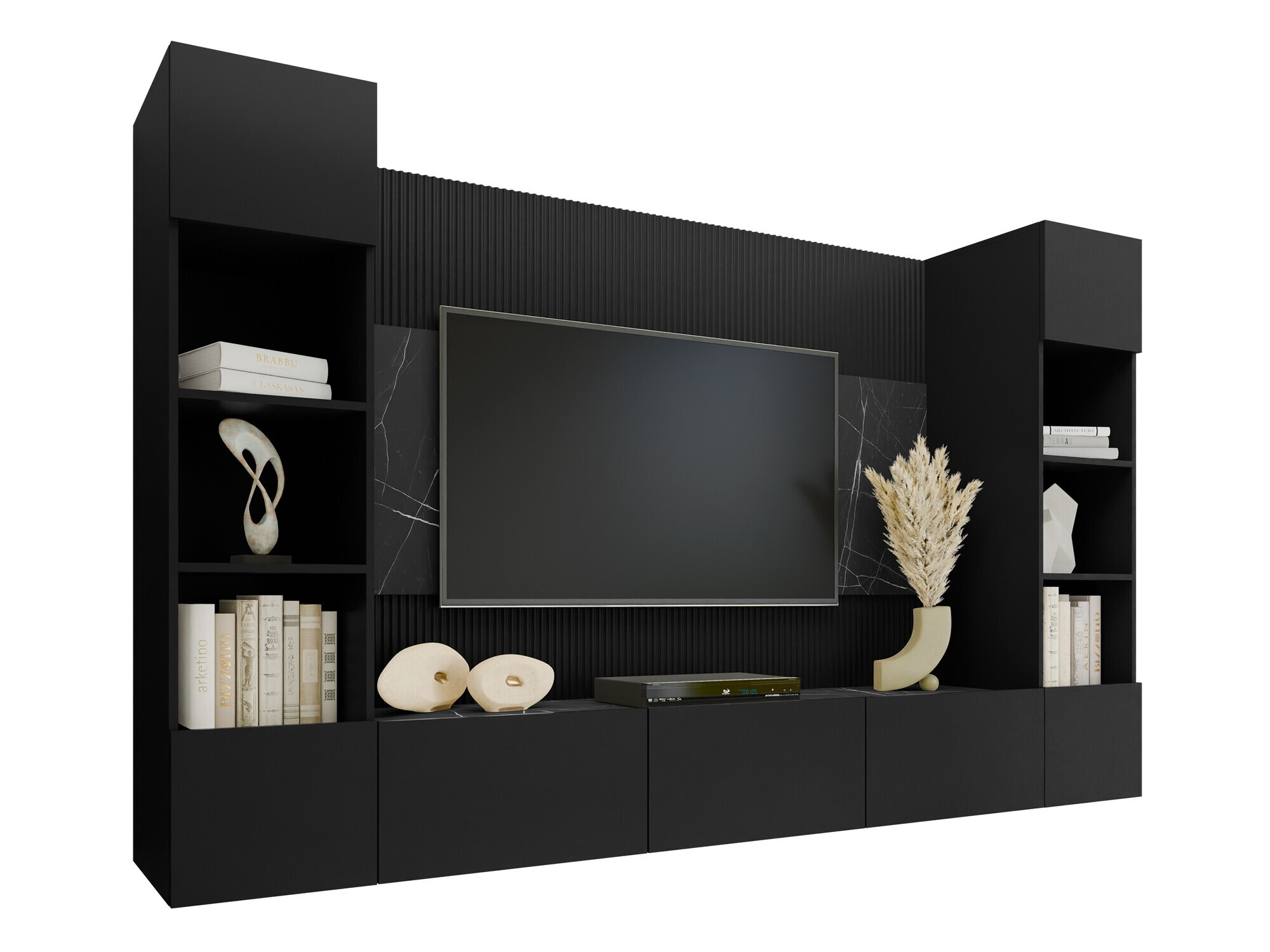 Living room set Comfivo Salix I (Black + Black marble)