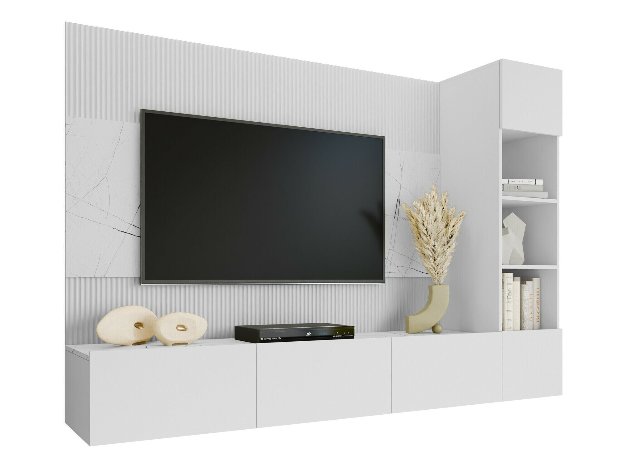 Living room set Comfivo Salix II (White + White marble)