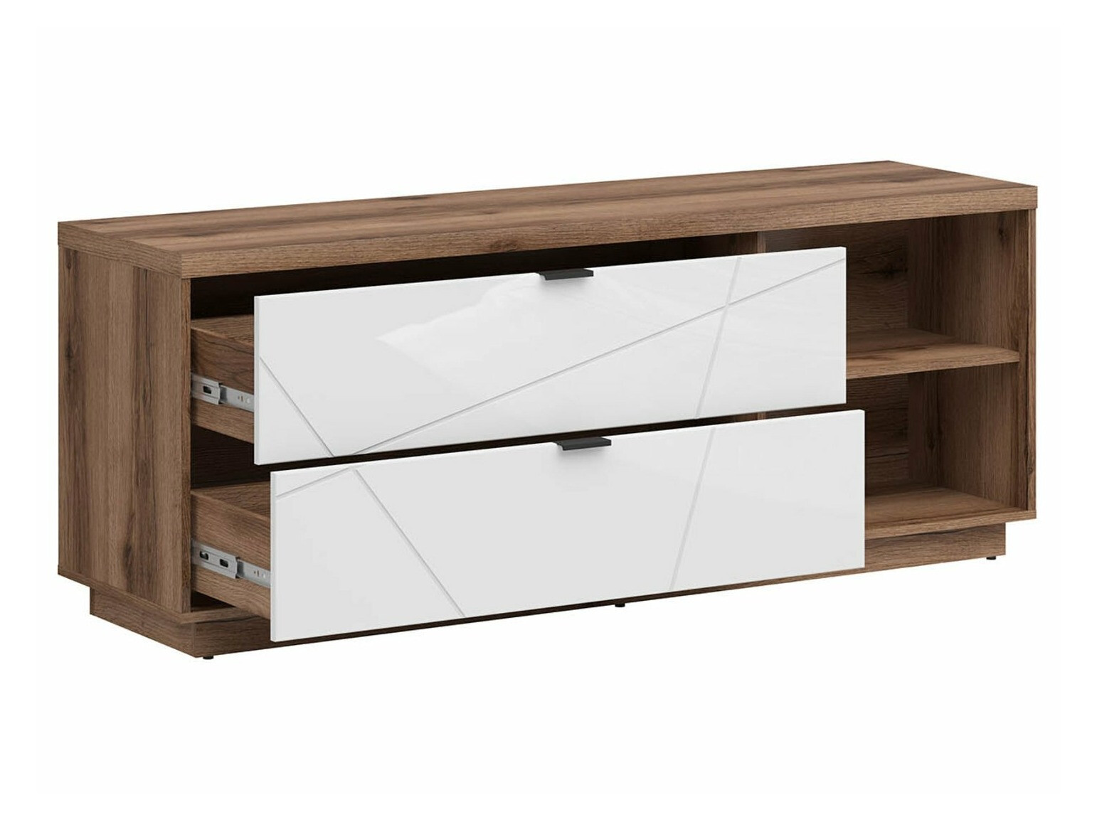 TV stand Fivale 104 (Dark Delano oak + Glossy white)