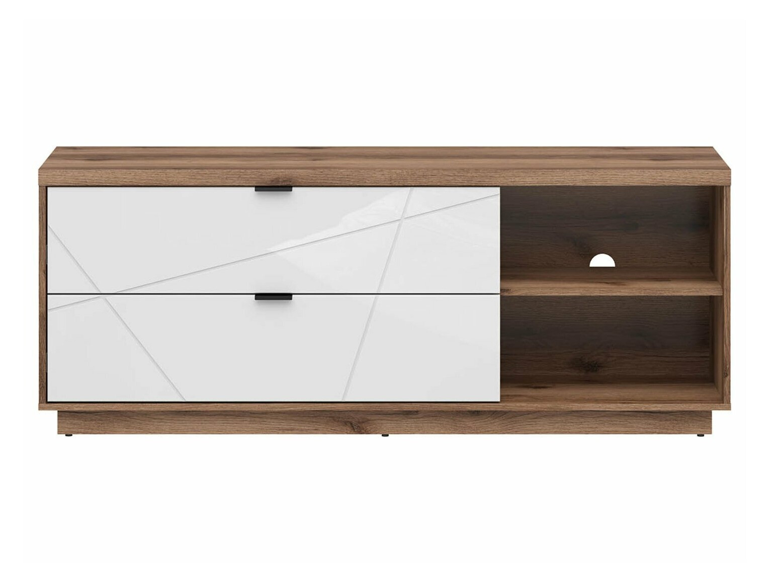 TV stand Fivale 104 (Dark Delano oak + Glossy white)