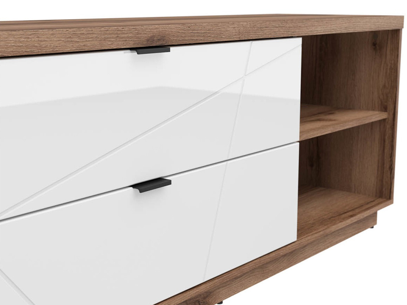 TV stand Fivale 104 (Dark Delano oak + Glossy white)