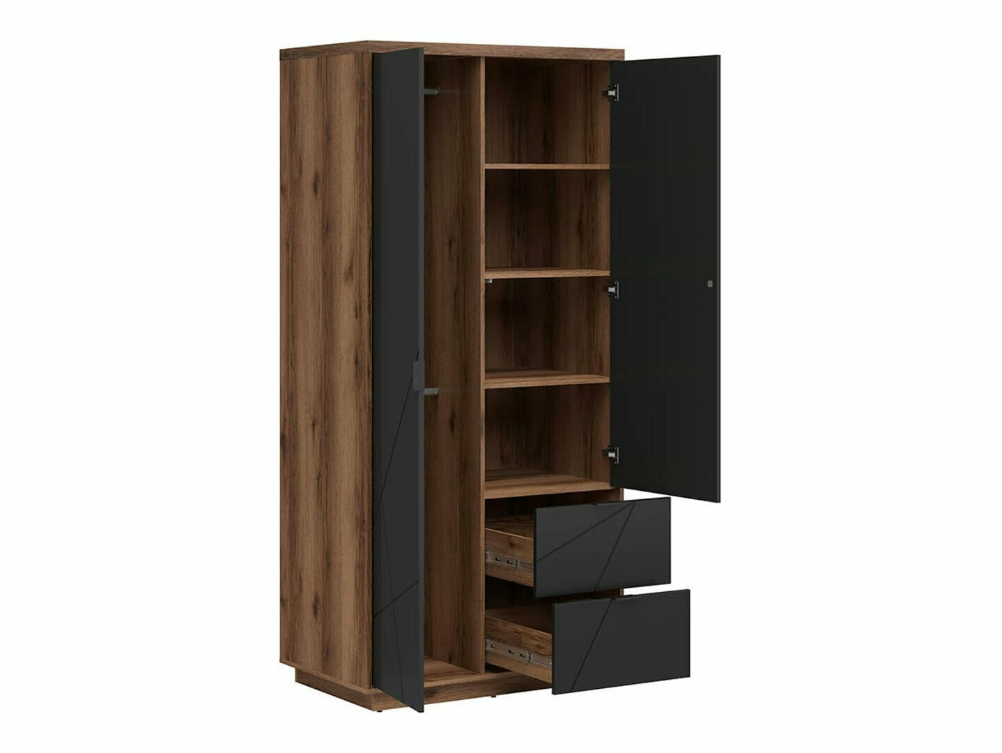 Wardrobe Fivale 105 (Dark Delano oak + Black)