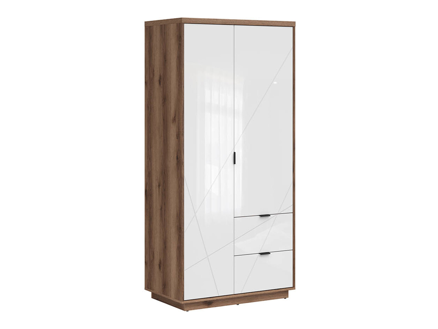 Wardrobe Fivale 105 (Glossy white + Dark Delano oak)
