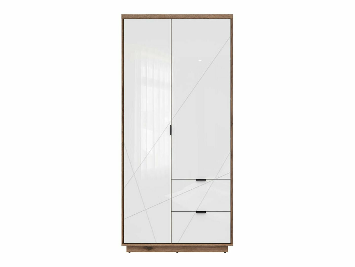 Wardrobe Fivale 105 (Glossy white + Dark Delano oak)