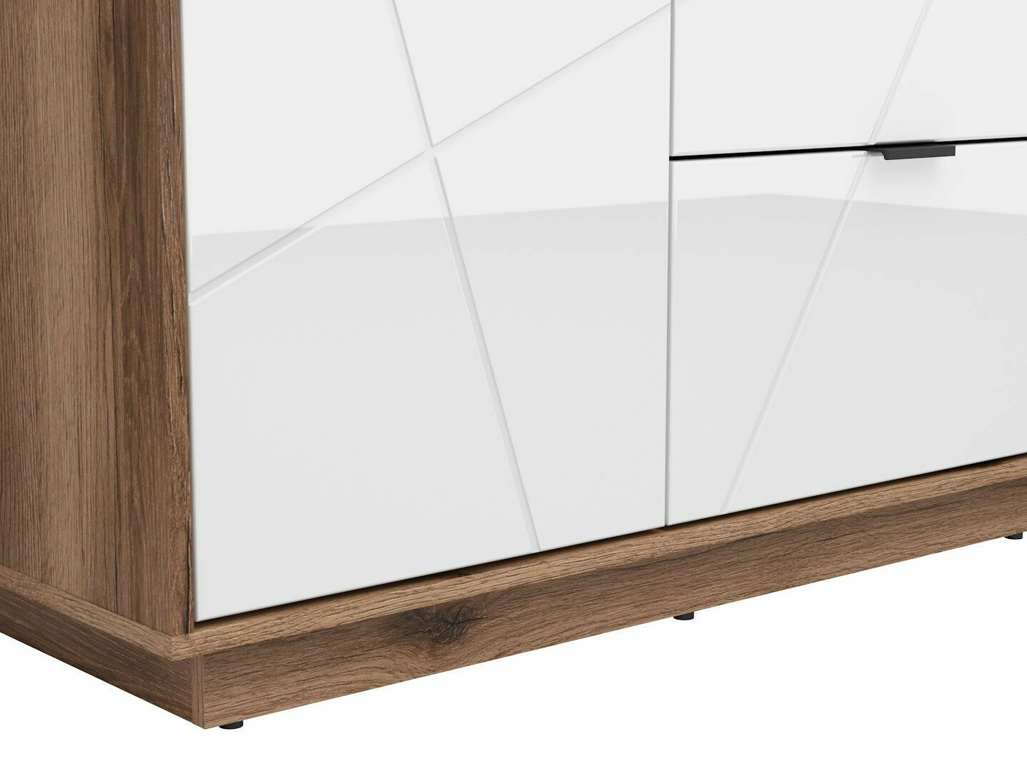 Wardrobe Fivale 105 (Glossy white + Dark Delano oak)