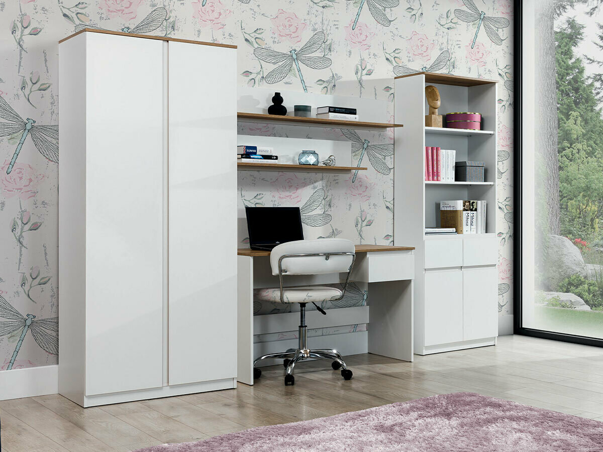 Desk Catelbi 112 (White + Oak)