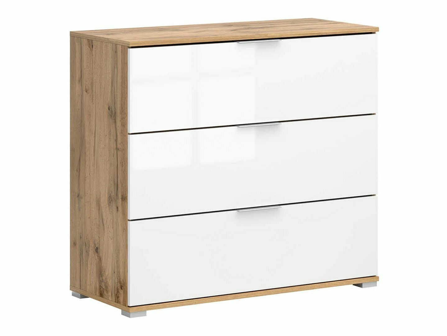 Chest of drawers Tivetra 102 (Wotan Oak + Glossy white)