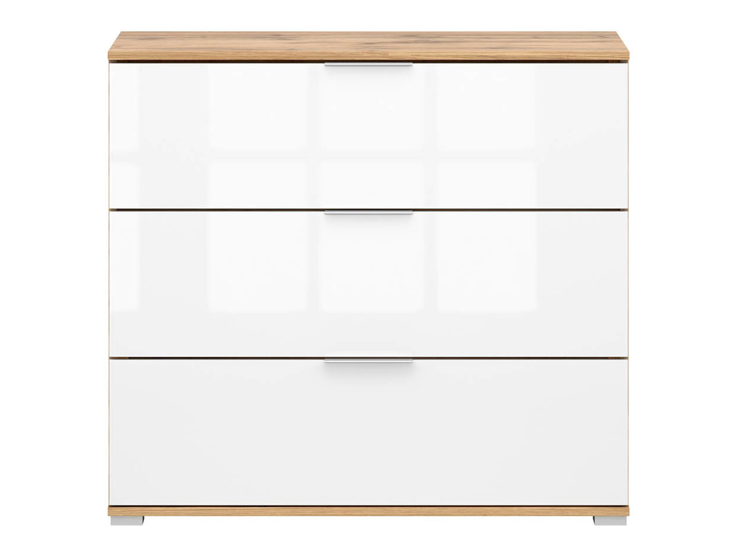 Chest of drawers Tivetra 102 (Wotan Oak + Glossy white)