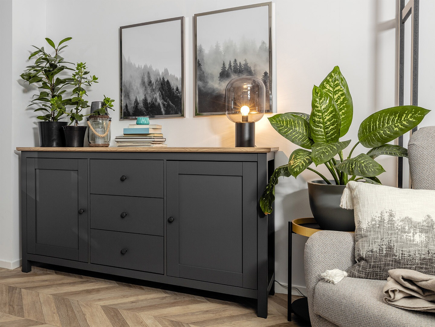 Chest of drawers Sordoro 101 (Graphite + Artisan oak)