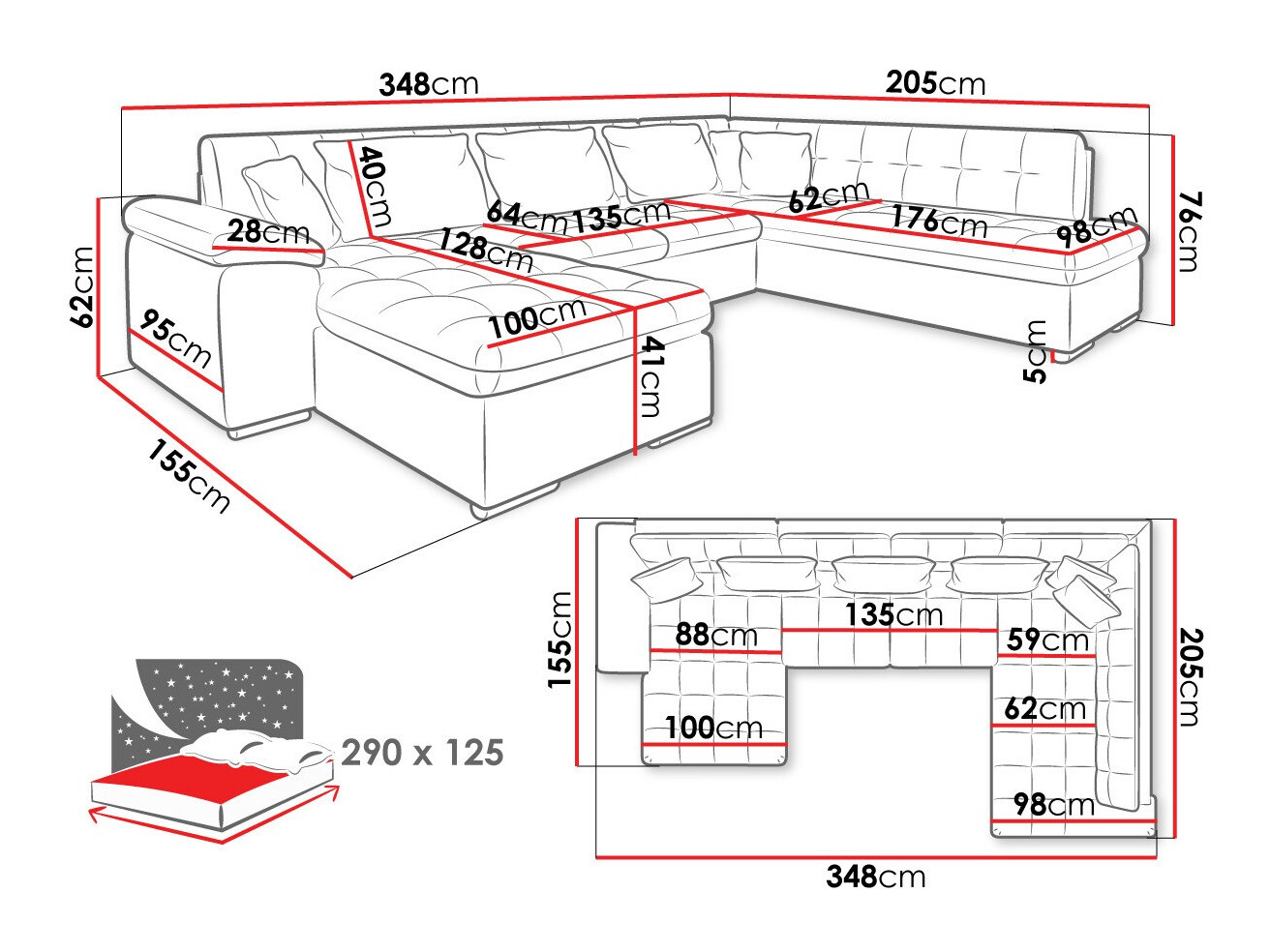 Corner sofa Comfivo Gemma V (Baloo 2074)