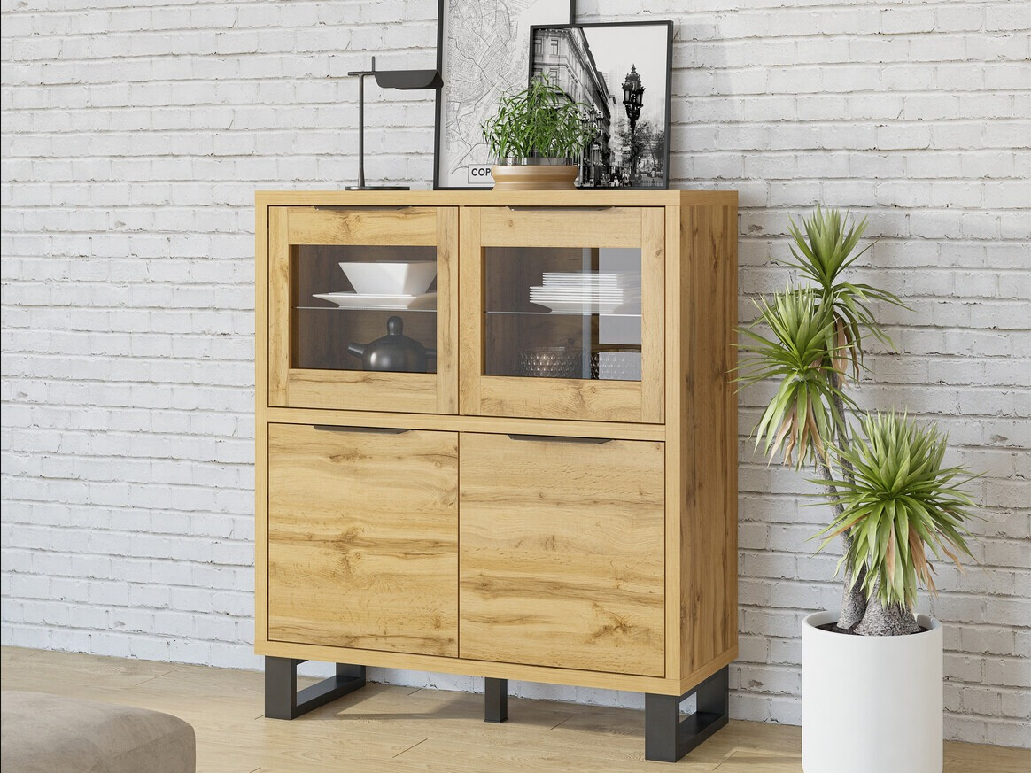 Bookcase Avicavu 103 (Wotan Oak + Black)