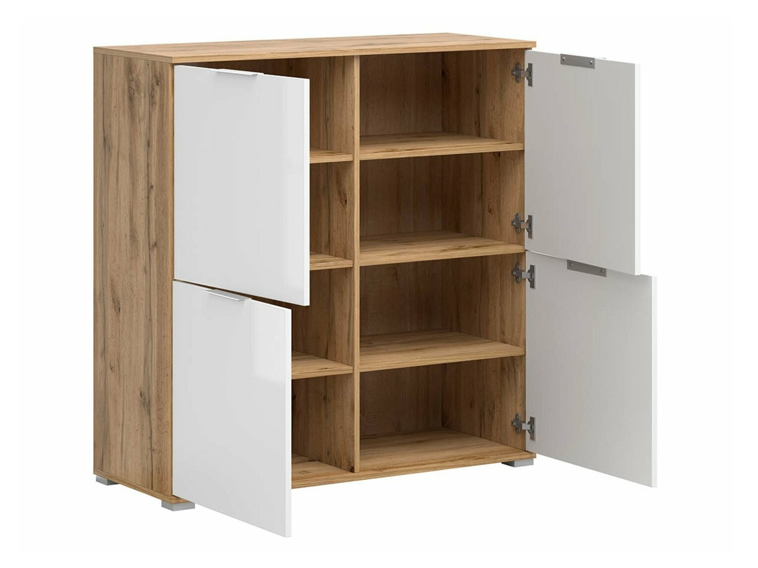 Sideboard Tivetra 103 (Wotan Oak + Glossy white)