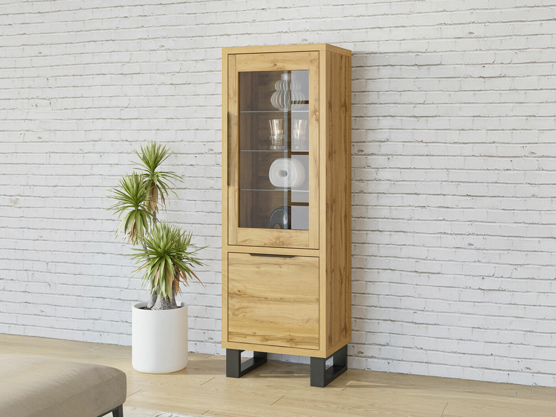 Bookcase Avicavu 108 (Wotan Oak + Black)