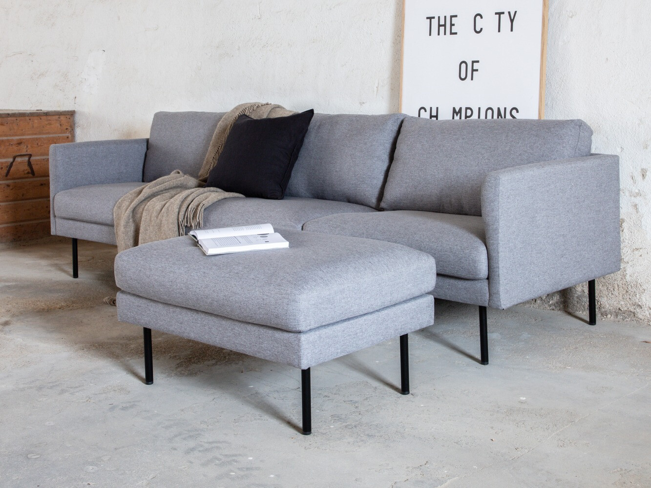 Upholstered furniture set Fercame 105 (Black + Grey)