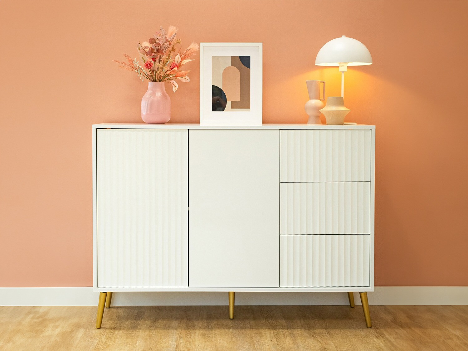 Chest of drawers Cirferi 101 (White + Golden)
