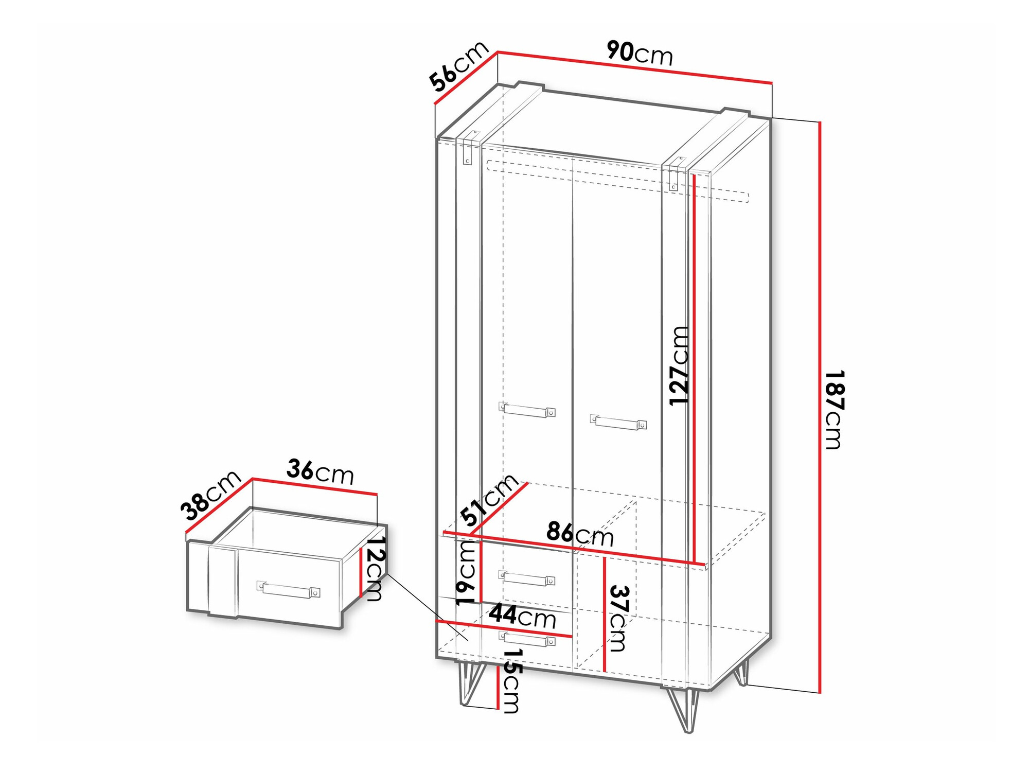 Wardrobe Domdele 100