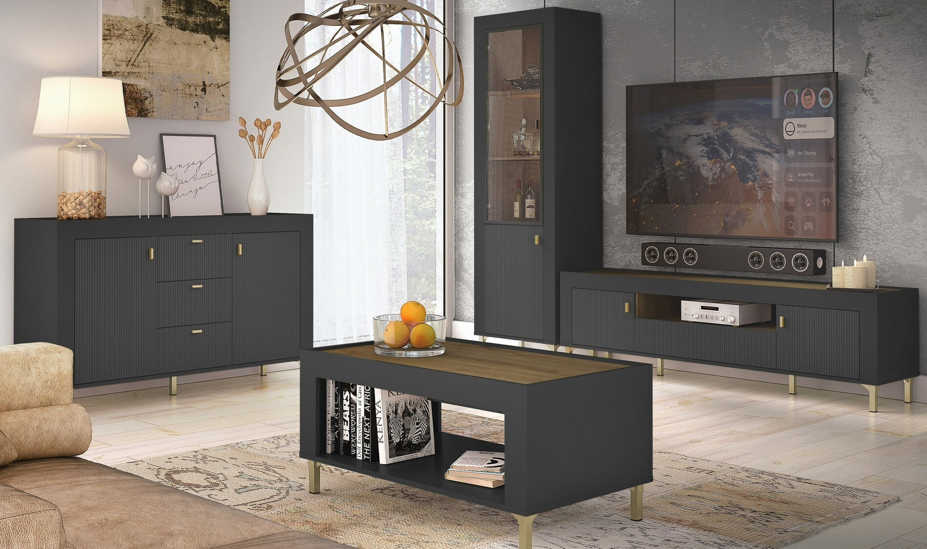 Chest of drawers Mormavu 103 (Matte black)