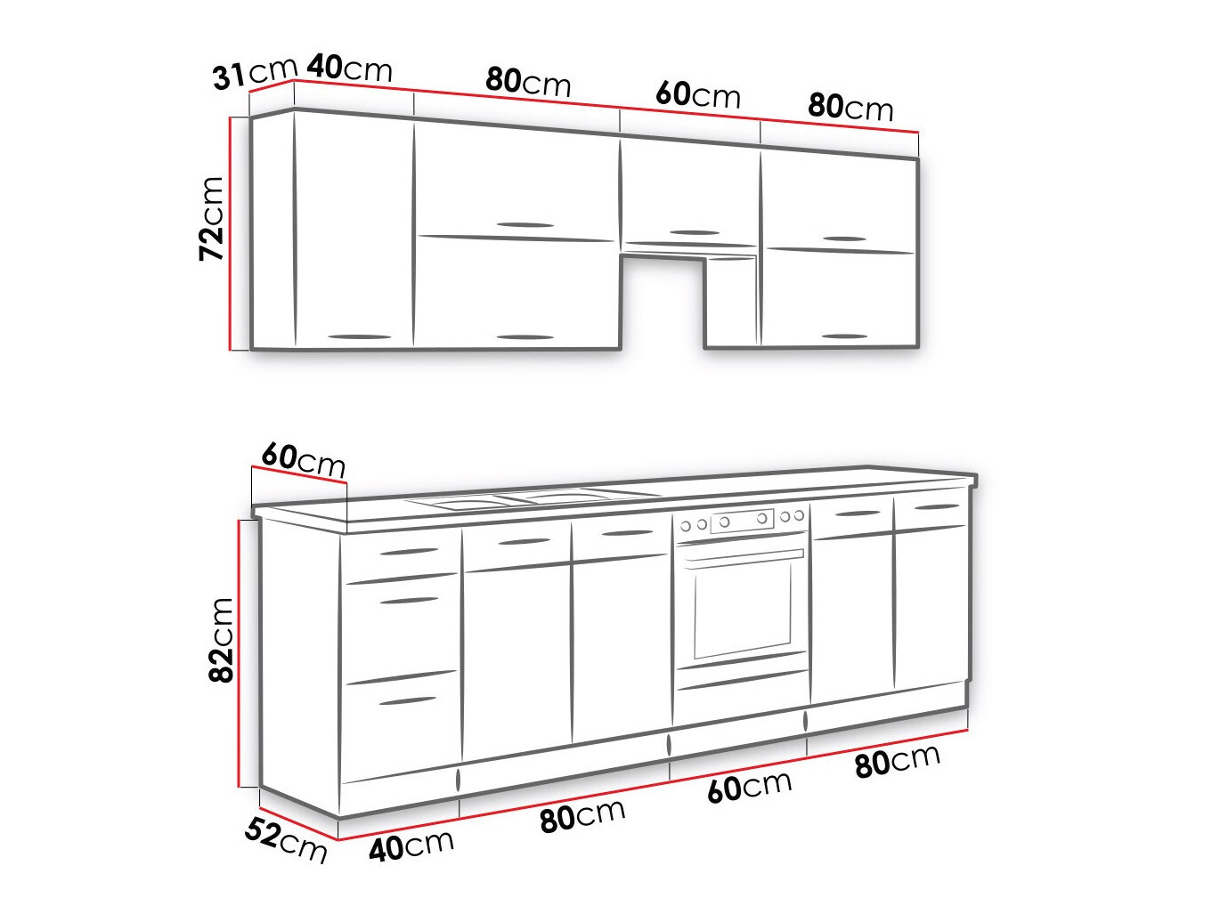 Modular kitchen set Wood Grey 135