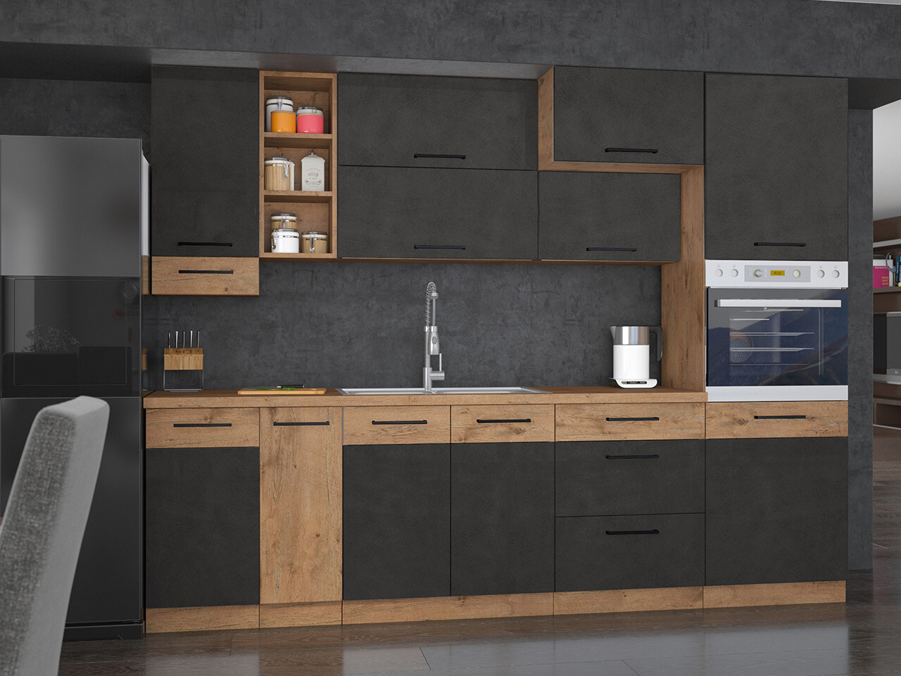 Modular kitchen set Wood Grey 136