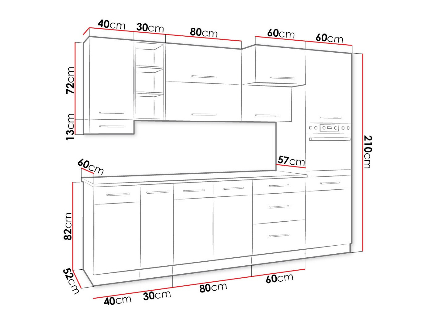 Modular kitchen set Wood Grey 136