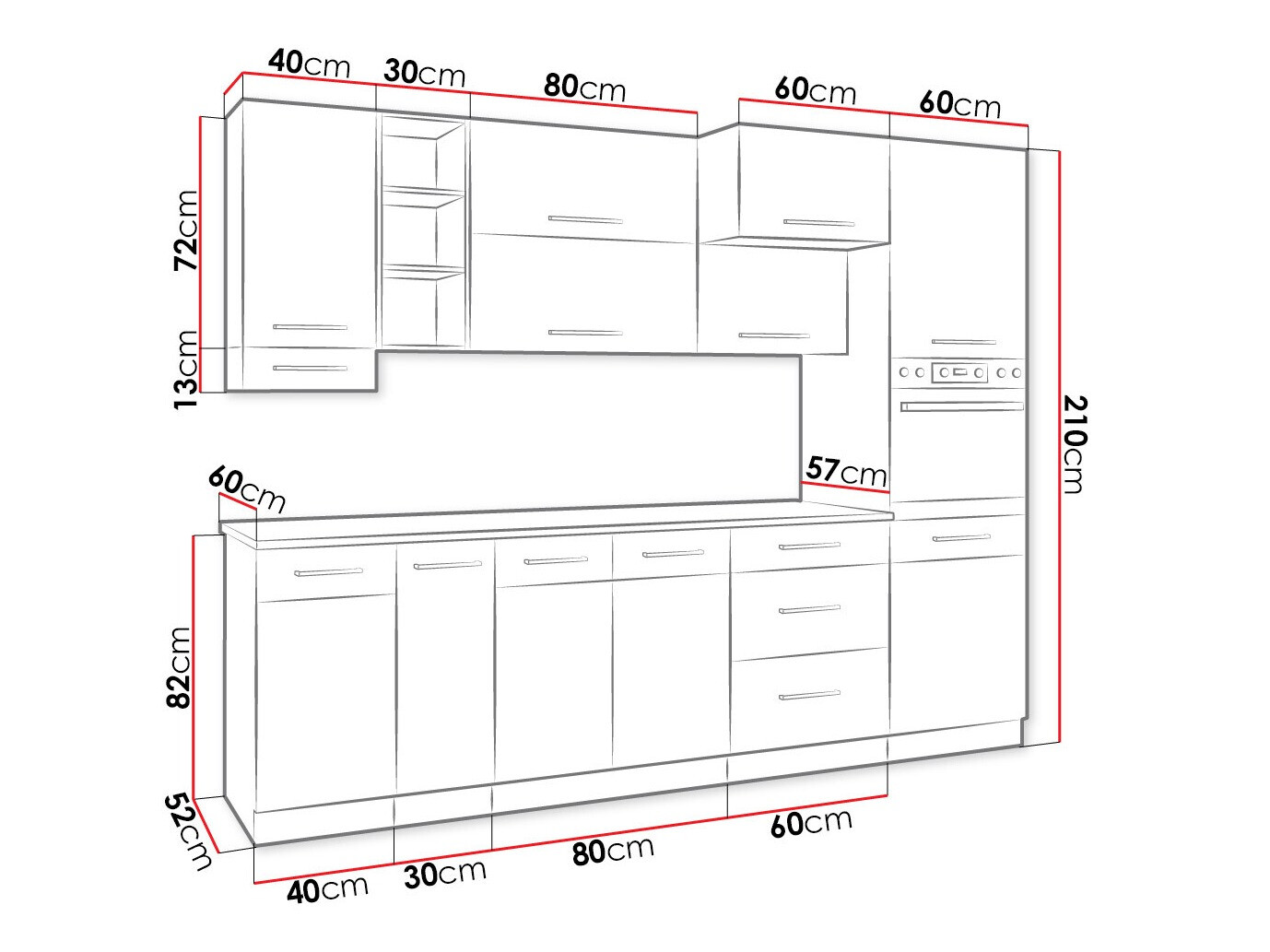 Modular kitchen set Wood Grey 136