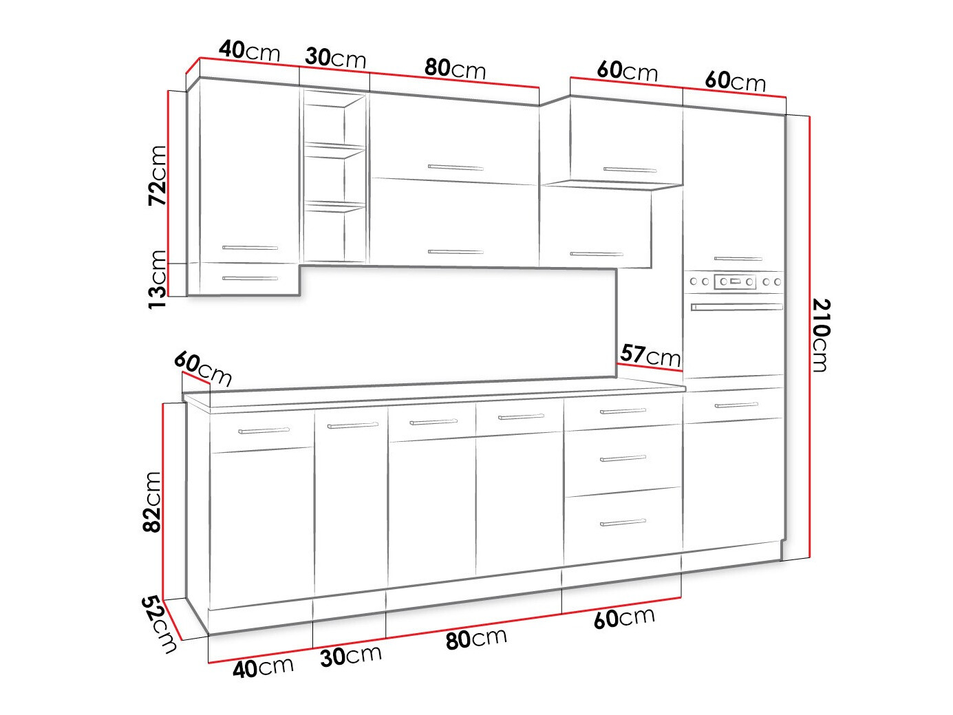 Modular kitchen set Wood Grey 136