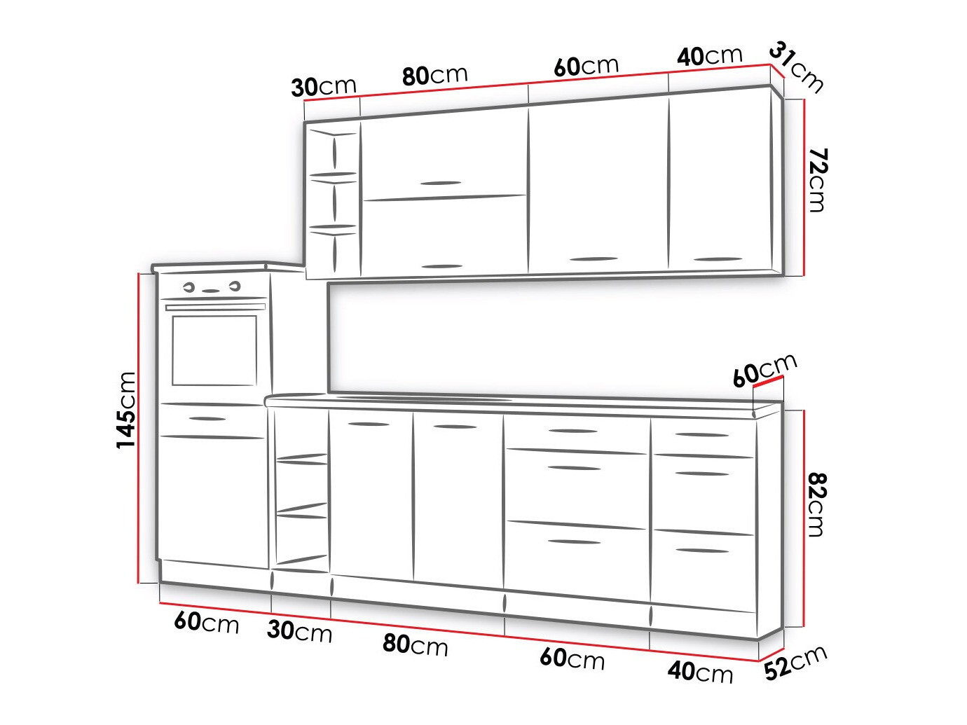 Modular kitchen set Wood Grey 137