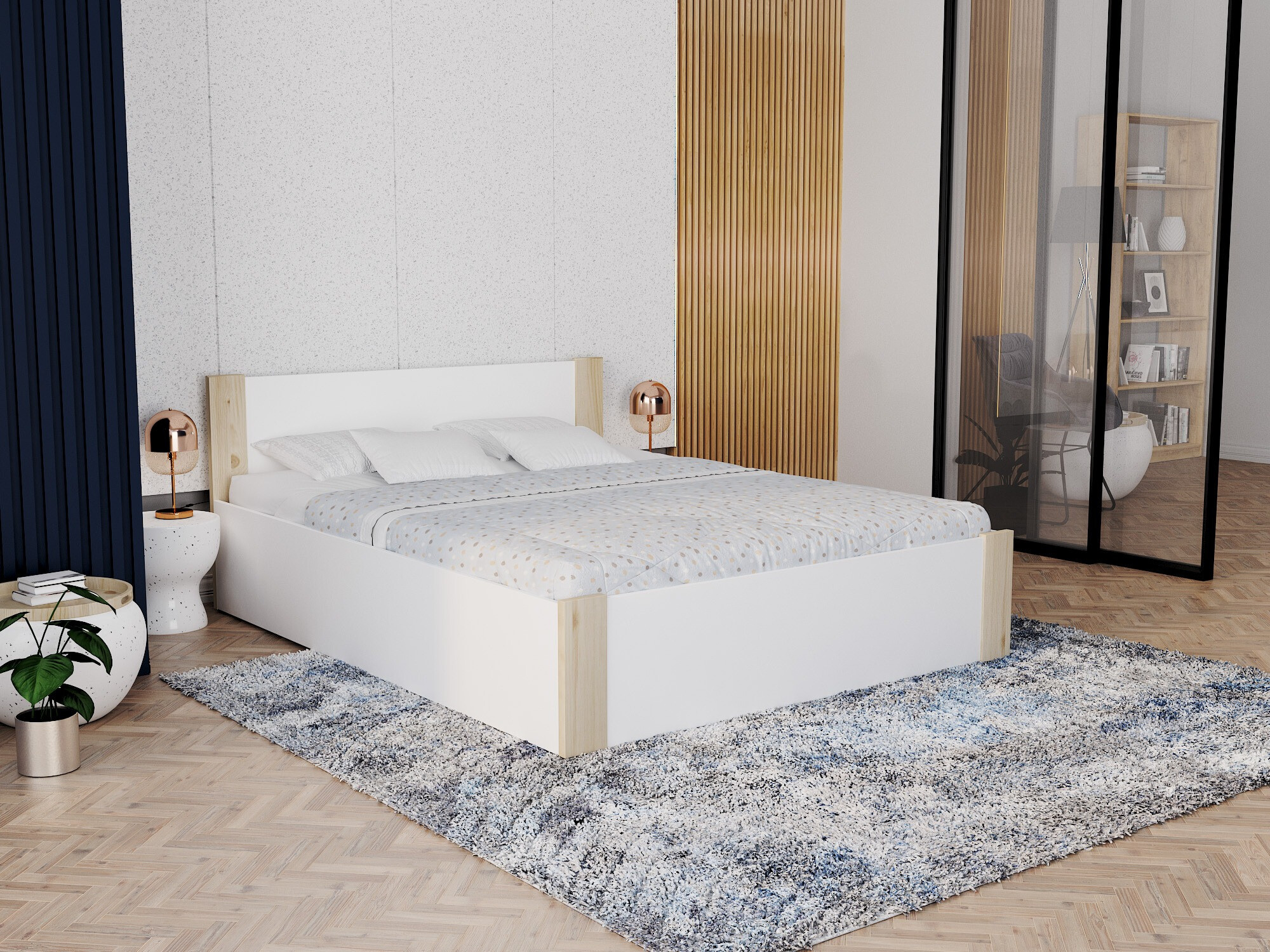 Bed Aurora 154 (White + Pine)