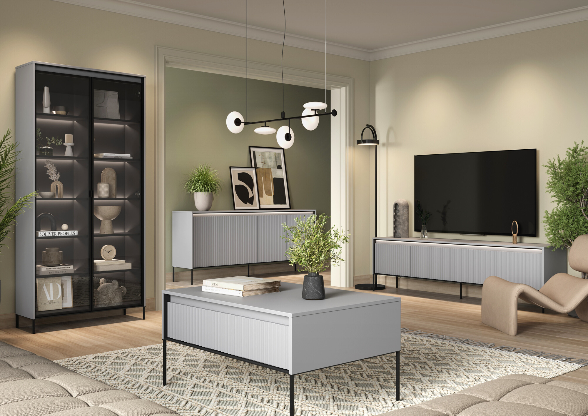 Bookcase Fernolu 106 (Grey + Black)