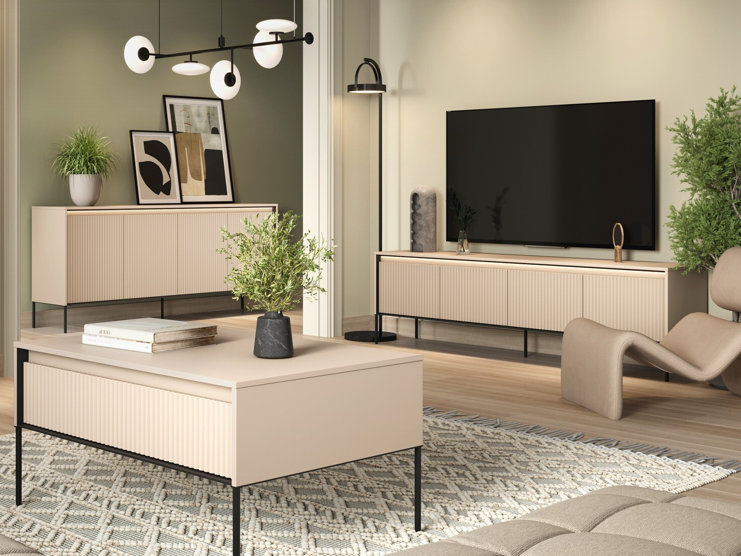 Living room set Fernolu 112 (Beige + Black)
