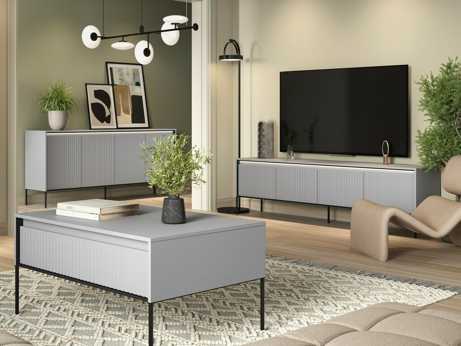 Sideboard Fernolu 103 (Grey + Black)