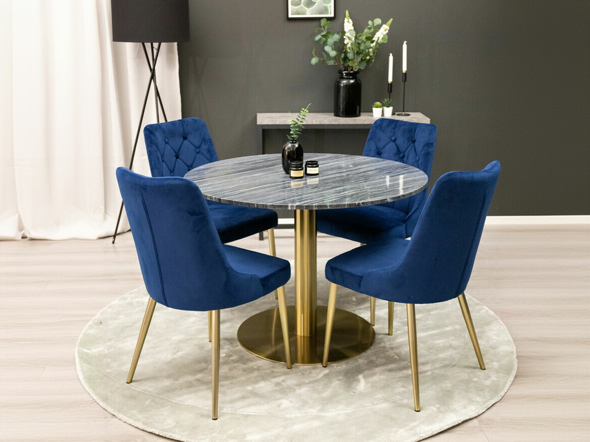 Dining set Dallas 370 (Blue + Golden)