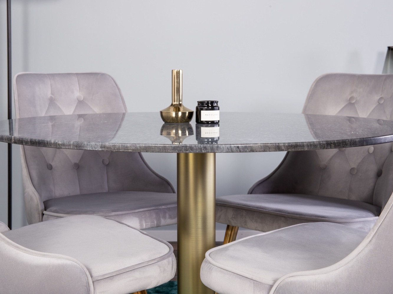Dining set Dallas 370 (Grey + Brass)