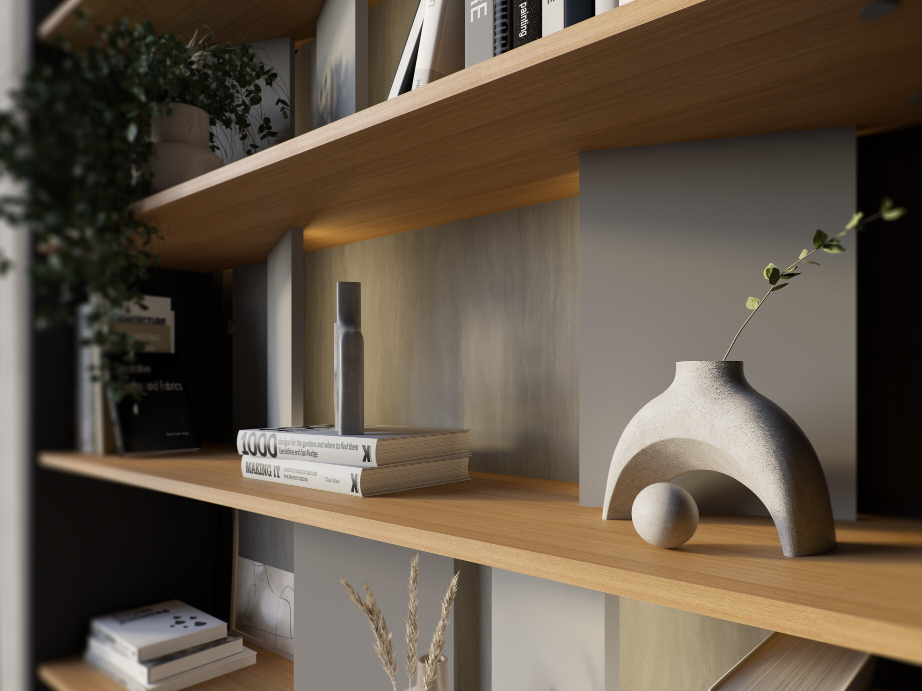 Bookcase Fresno 154 (Glossy grey + Graphite + Oak)