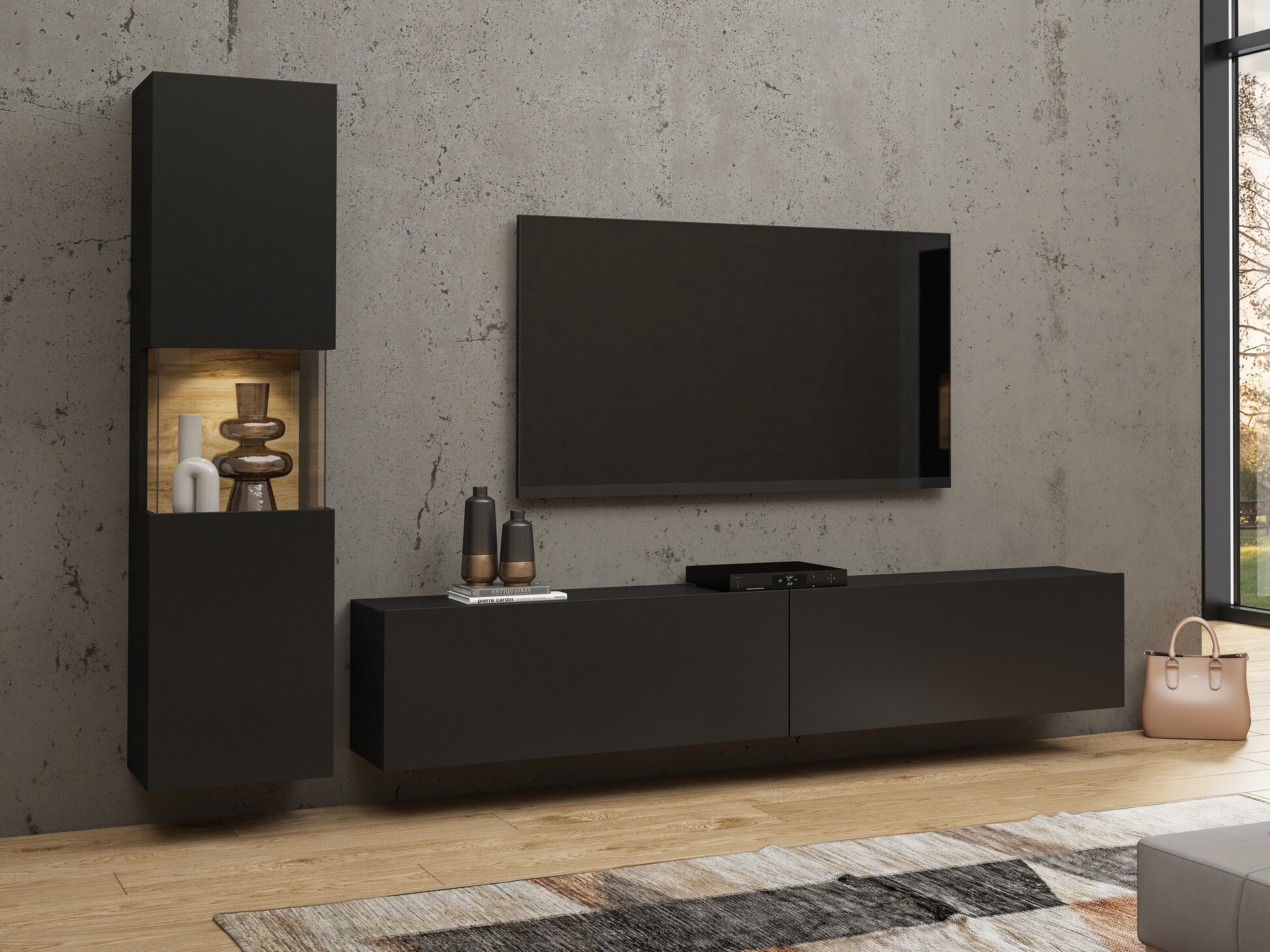 Bookcase Revmiru 100 (Black + Wotan Oak)