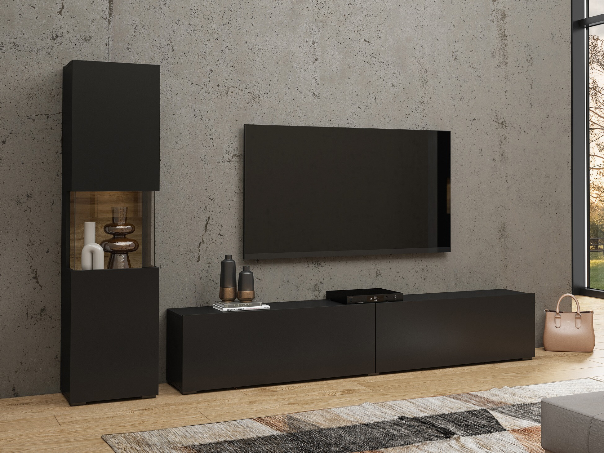 Bookcase Revmiru 100 (Black + Wotan Oak)